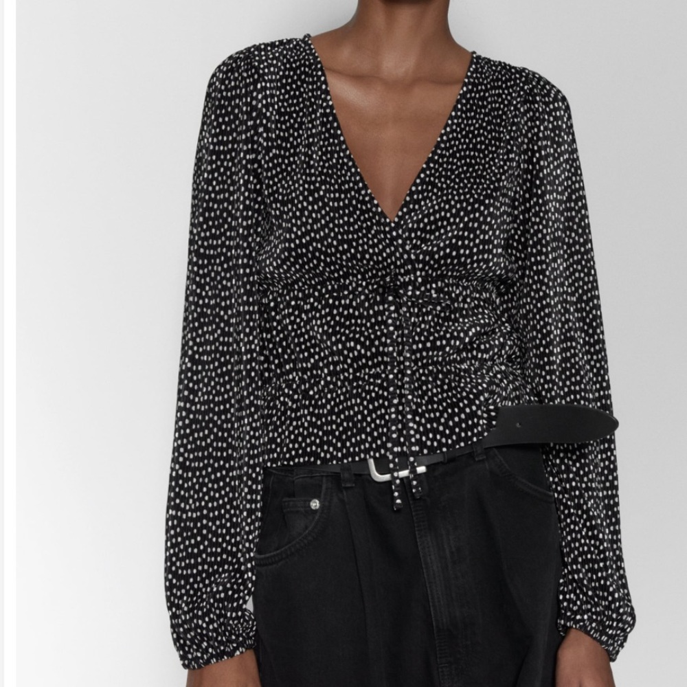 Zara Polka Dot Pleated Top